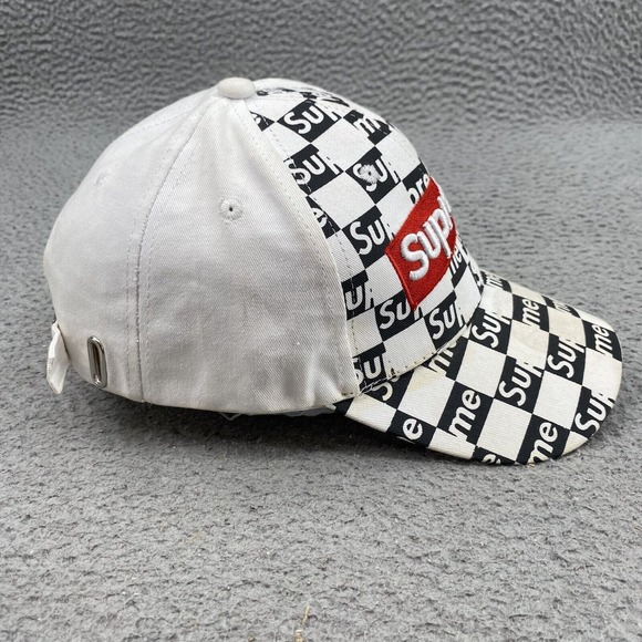 Supreme Hat Cap Strapback Men's Black White Checkered Logo Skater 90s Streetwear - Picture 3 of 10